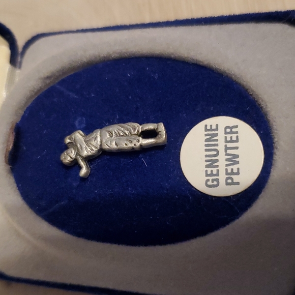 Vintage Fort Pewter Golfer Design Tie Tack with Chain NEW - Picture 2 of 5